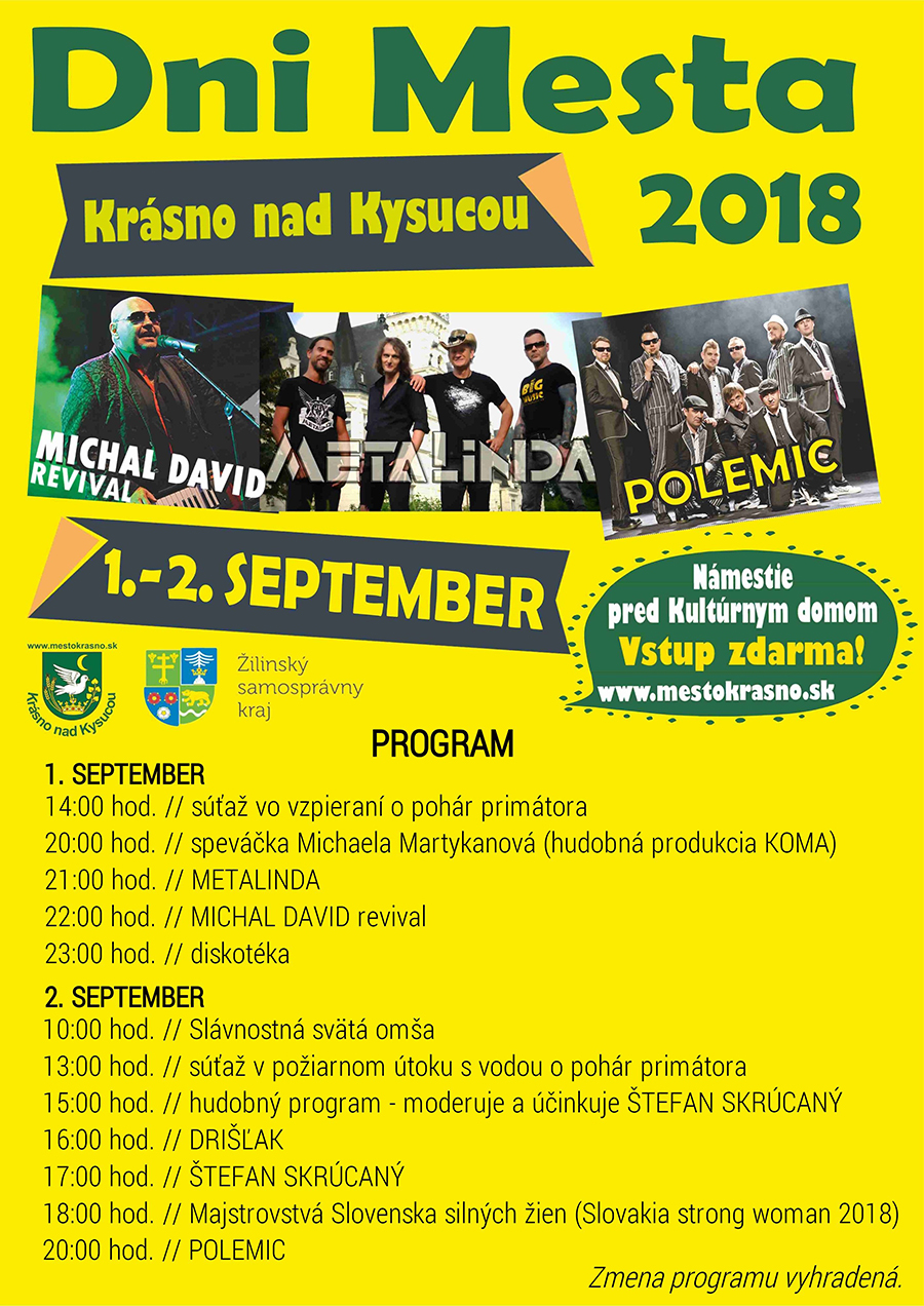 Dni mesta Krásno nad Kysucou 2018