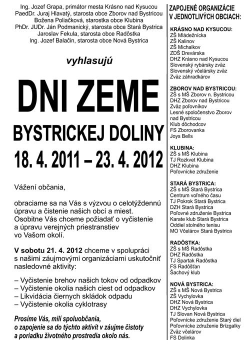 Plagát - Dni zeme bystrickej doliny