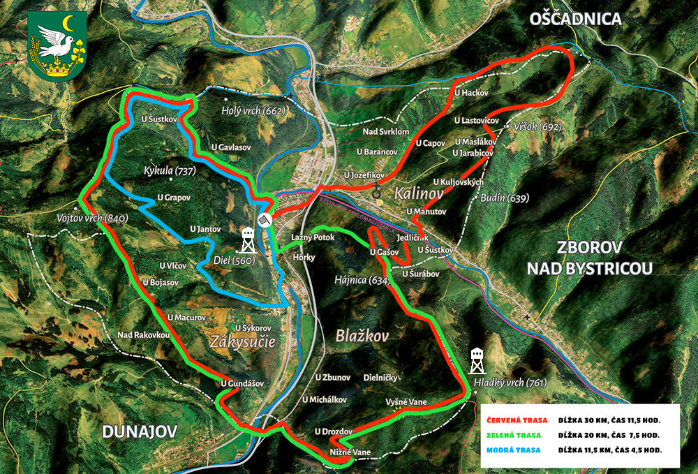 Mapa turistických trás Krásno nad Kysucou