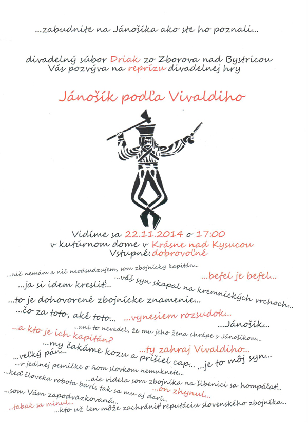 Pozvánka Jánošik podľa Vivaldiho