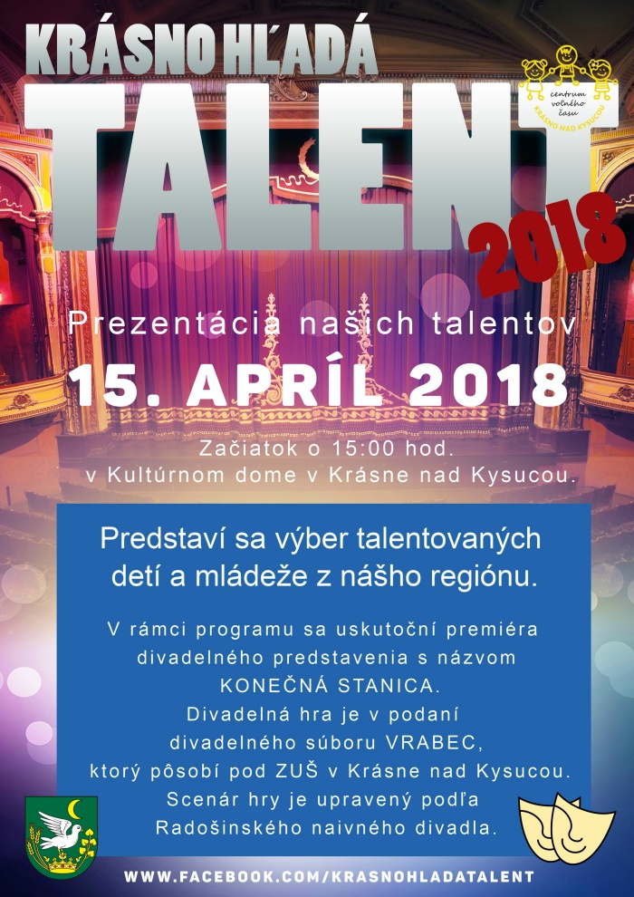 Pozvánka na finále Krásno hľadá talent 2018