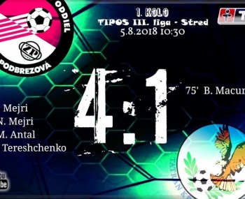 Výsledok futbalového zápasu  1. kola TIPOS III. ligy - Stred
