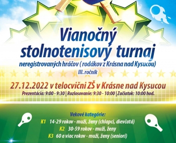 Pozvánka na Vianočný stolnotenisový turnaj