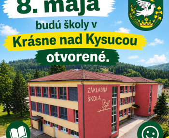 8. mája budú školy v Krásne nad Kysucou otvorené