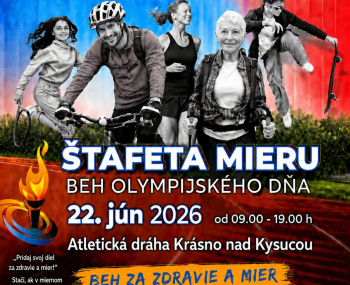 Príďte si zabehnúť Štafetu mieru v Krásne nad Kysucou